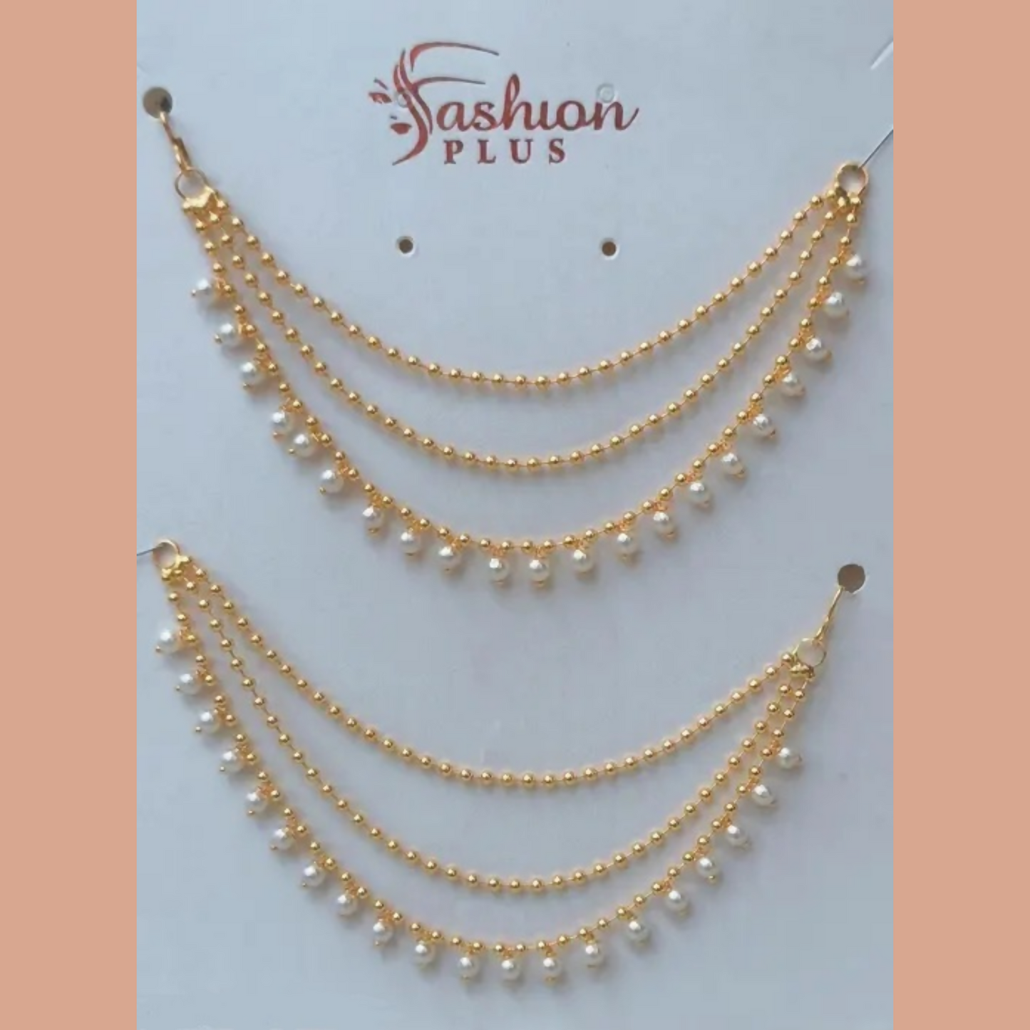 Gold Coated Multilayer Temple jewellery statement Chain Clip on hair Bahubali Set