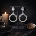 Statement Earrings – Elegant Silver-Tone Circular Design for Festive Looks