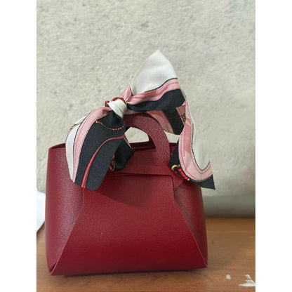 Women’s Structured Small Handbag with Scarf Handle | Compact Elegant Daily Carry