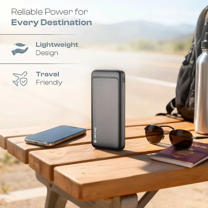 Lapcare 10000mAh Portable Power Bank with Dual USB Output and LED Indicator