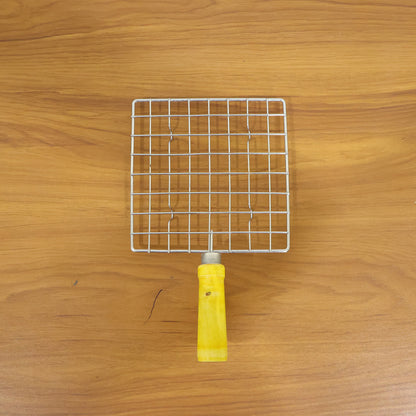 Stainless Steel Roaster Jali with Wooden Handle - Kitchen Square Grill