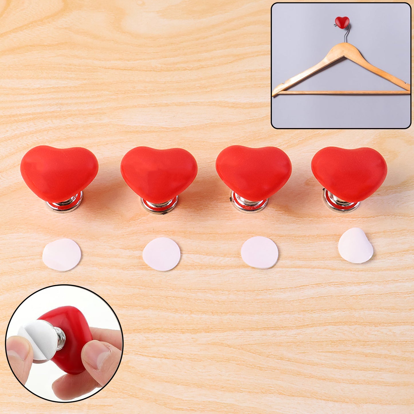 Multipurpose Cabinet Door Handle Drawer, Heart-shaped Knob Pulls Toilet Press Button (4 Pc)