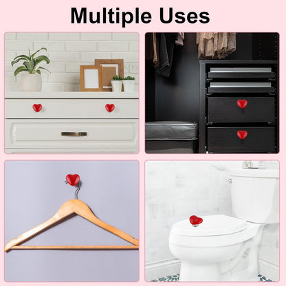 Multipurpose Cabinet Door Handle Drawer, Heart-shaped Knob Pulls Toilet Press Button (4 Pc)