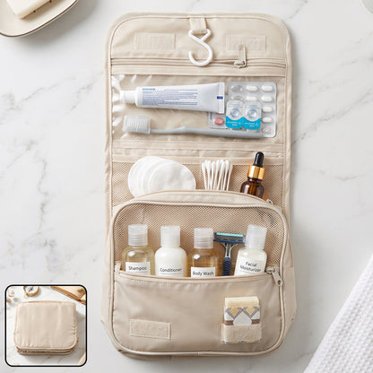 Premium Foldable Travel Pouch Bag Hanging Toiletry Organiser Kit (1 Pc)