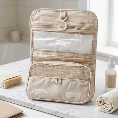 Premium Foldable Travel Pouch Bag Hanging Toiletry Organiser Kit (1 Pc)