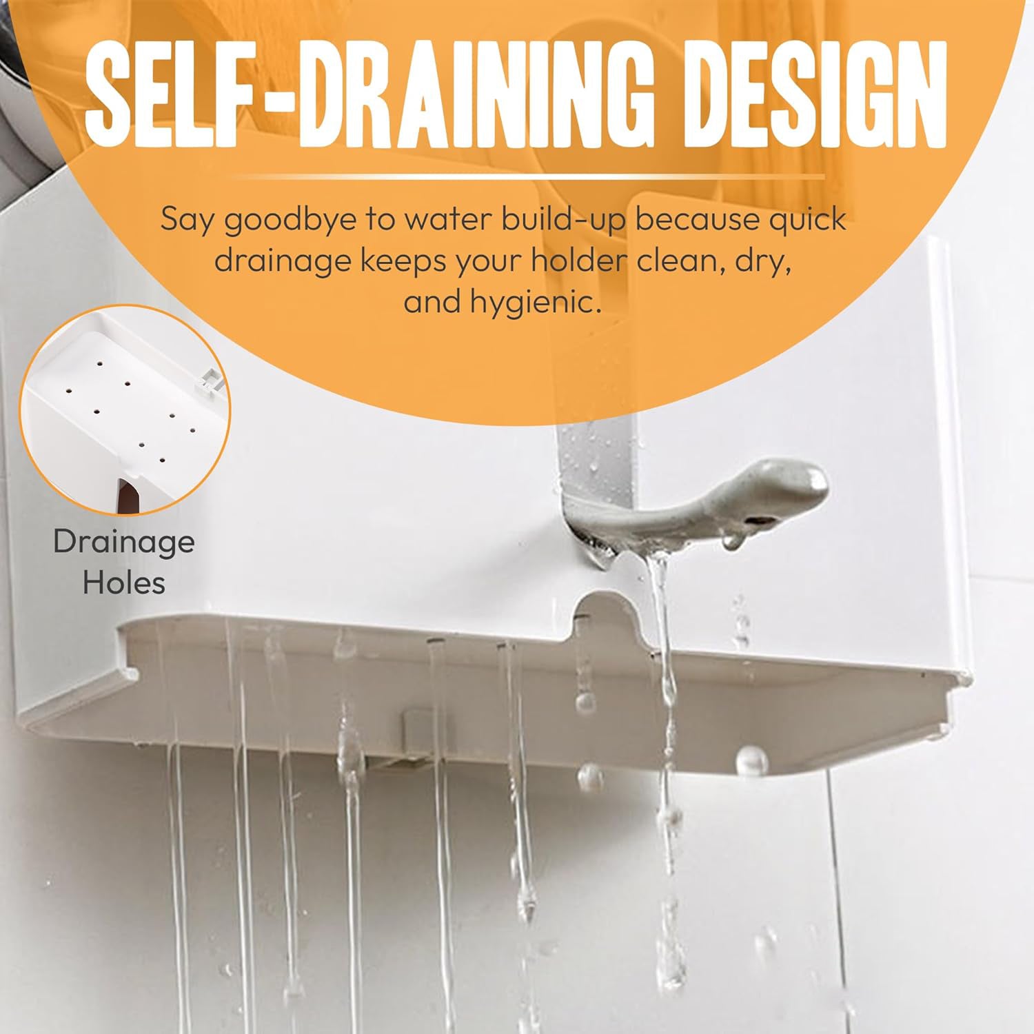 Wall Mounted 3 Compartment Toothbrush Holder with Adhesive Installation (1 Pc)