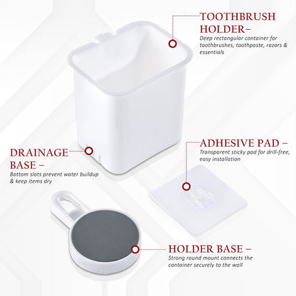 Wall-Mounted Toothbrush & Bathroom Storage Organizer (1 Pc)