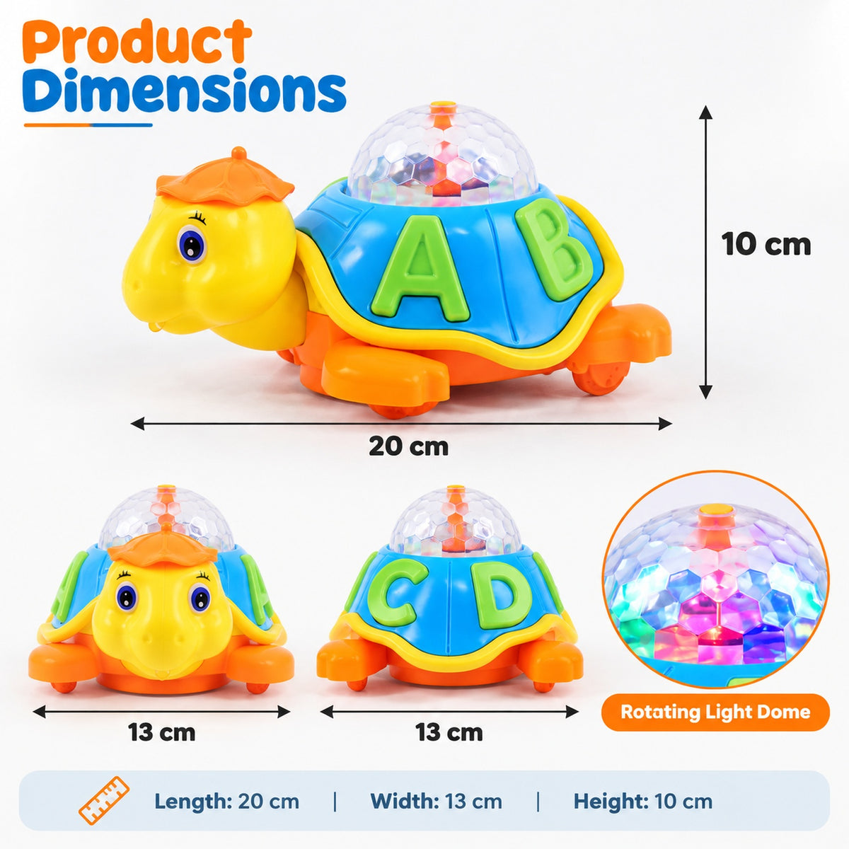 Musical Tortoise Toy with 3D LED Light Projector for Kids (1 Pc)