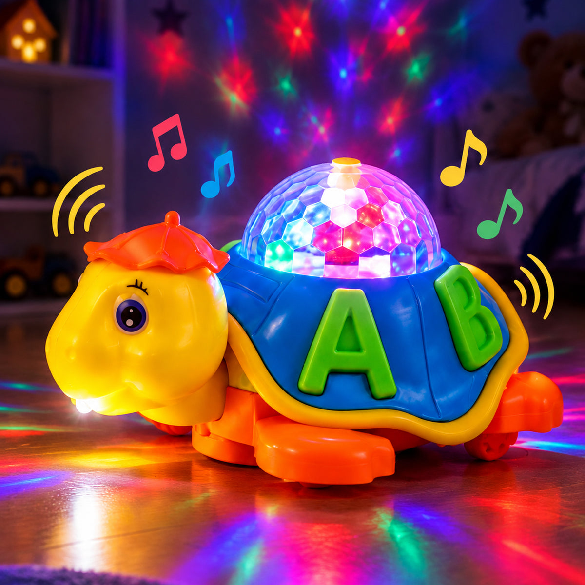 Musical Tortoise Toy with 3D LED Light Projector for Kids (1 Pc)