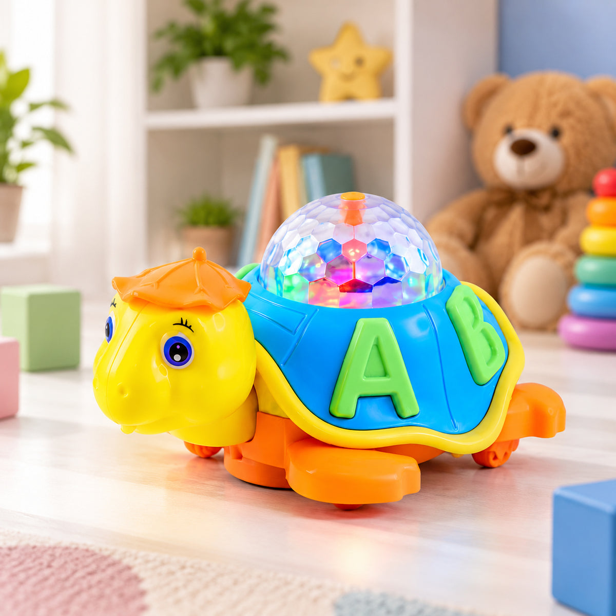 Musical Tortoise Toy with 3D LED Light Projector for Kids (1 Pc)