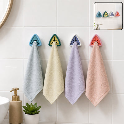 Self-Adhesive Push Grip Towel Holders - Drill-Free 4 Pc Set