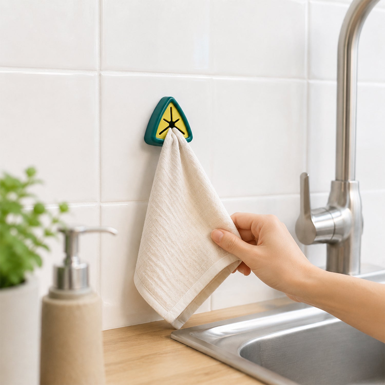Push-grip self-adhesive towel holder set 4