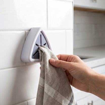 Push Grip Towel Holder Wall Mounted Kitchen Bathroom Cloth Hook (1 Pc)