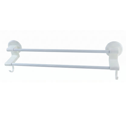 Wall Mounted Double Bar Towel Holder Rack with Side Hooks (1 Pc)