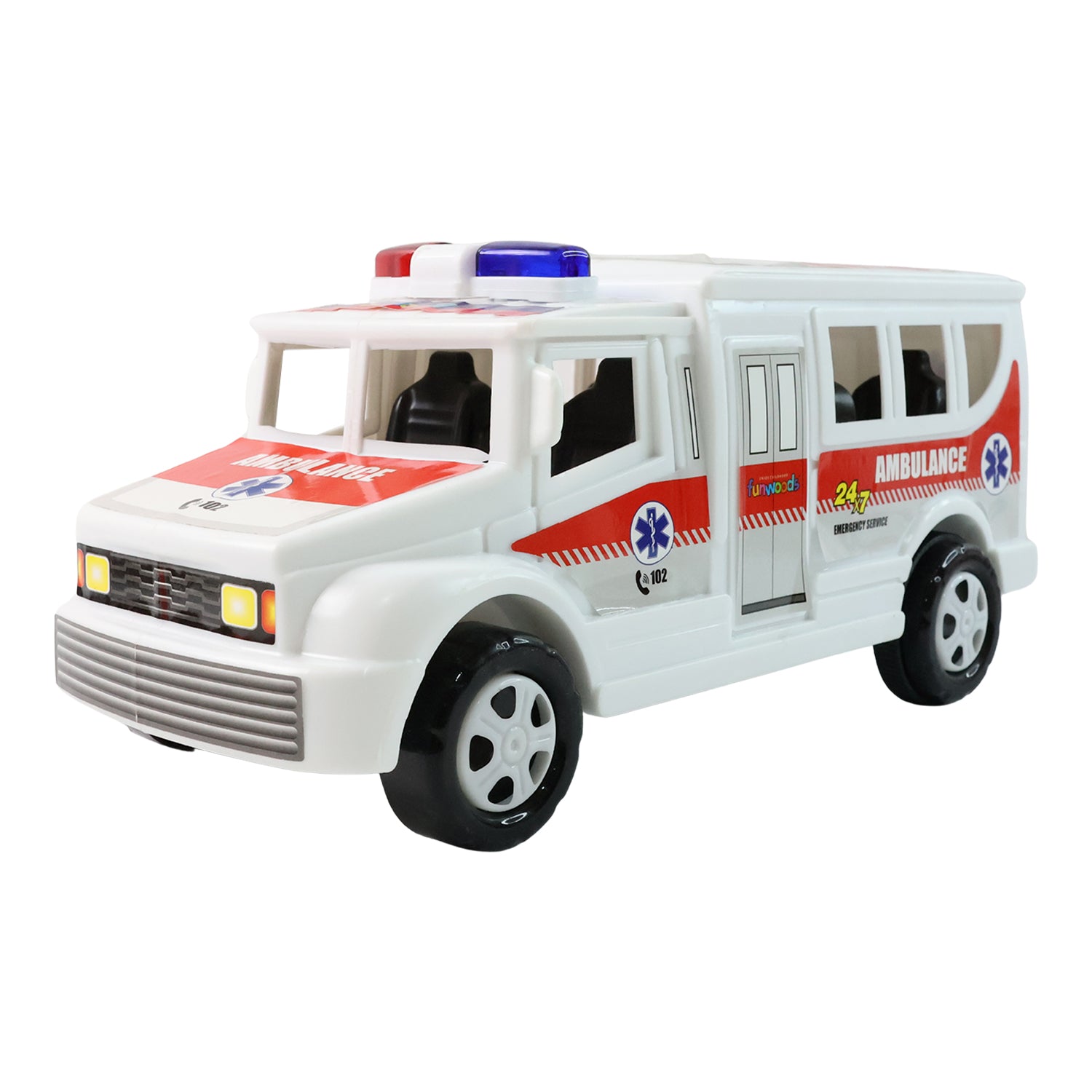 Funwoods Friction Powered Ambulance Toy for Kids (1 Pc)