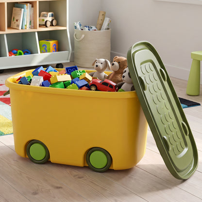 Rolling Storage Container Box with Wheels and Lid 25 Litre for Toys (1 Pc)
