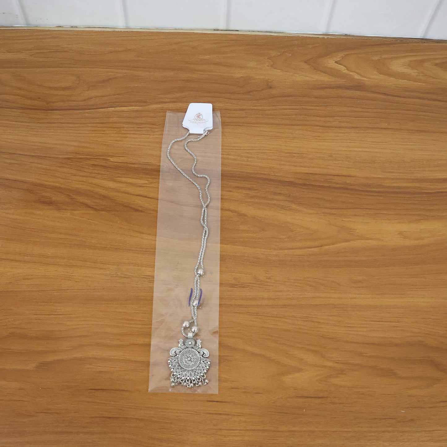 Oxidized Silver Finish Sunburst Floral Pendant Necklace (1 Pc)