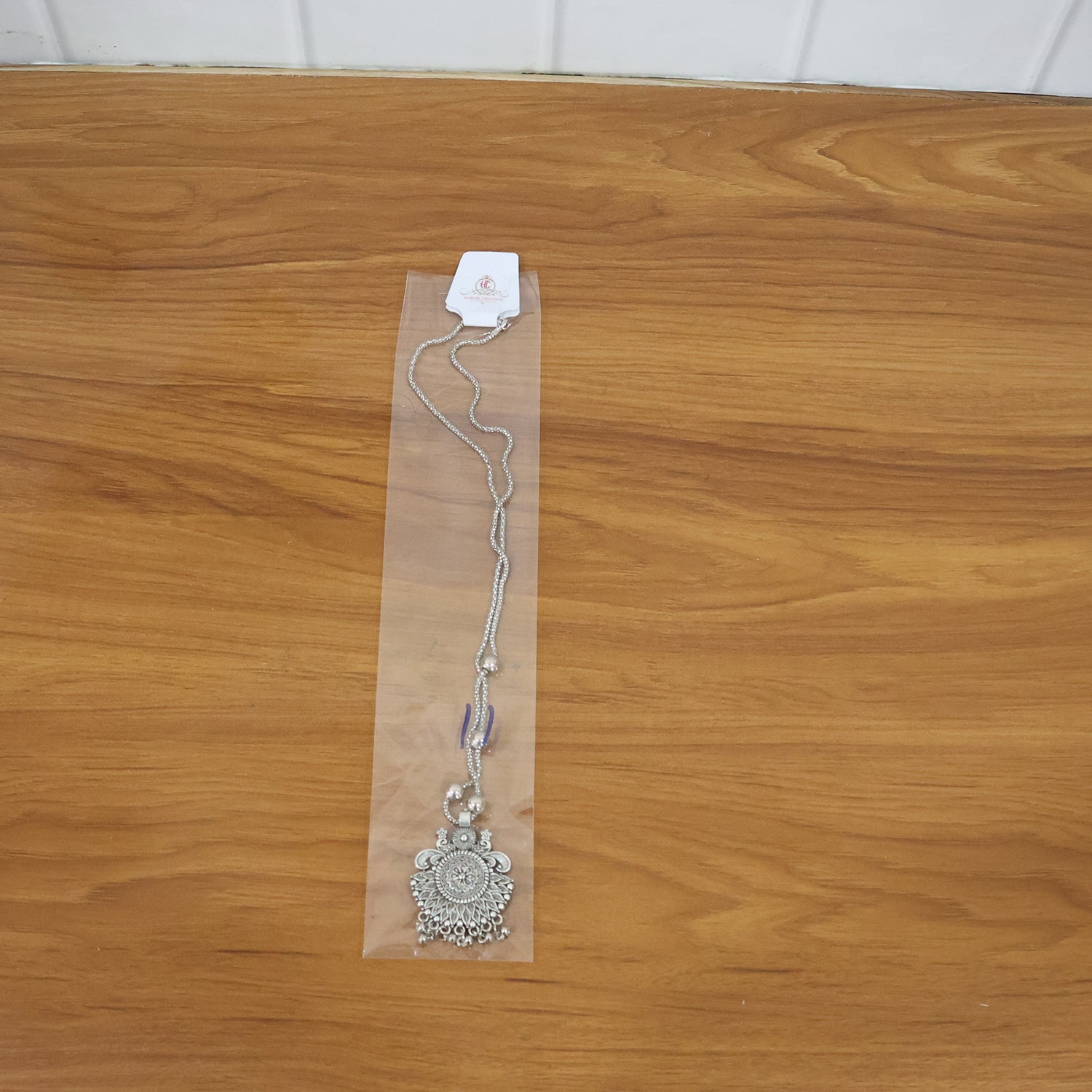 Oxidized Silver Finish Sunburst Floral Pendant Necklace (1 Pc)