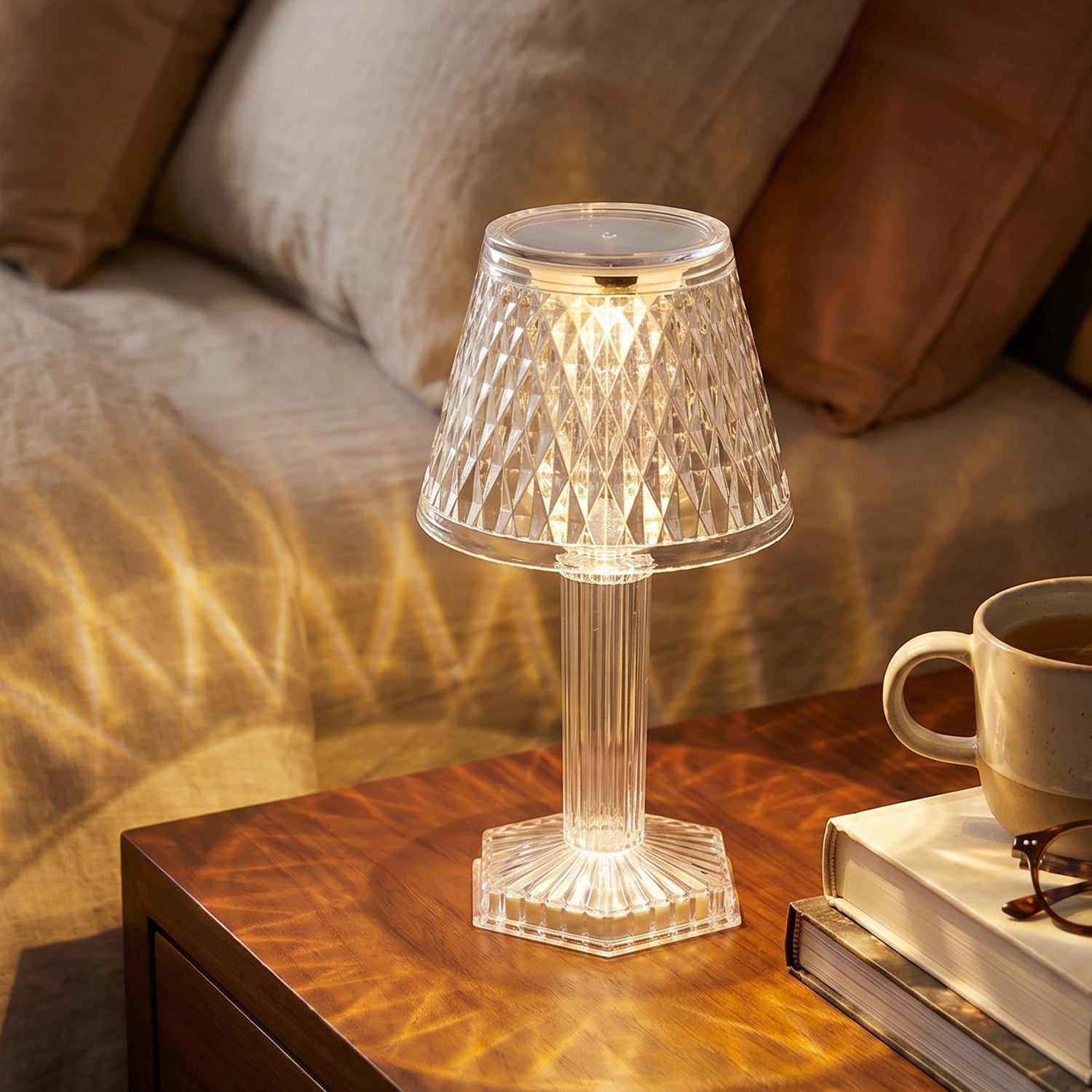 Close-up of cup shape crystal lamp texture