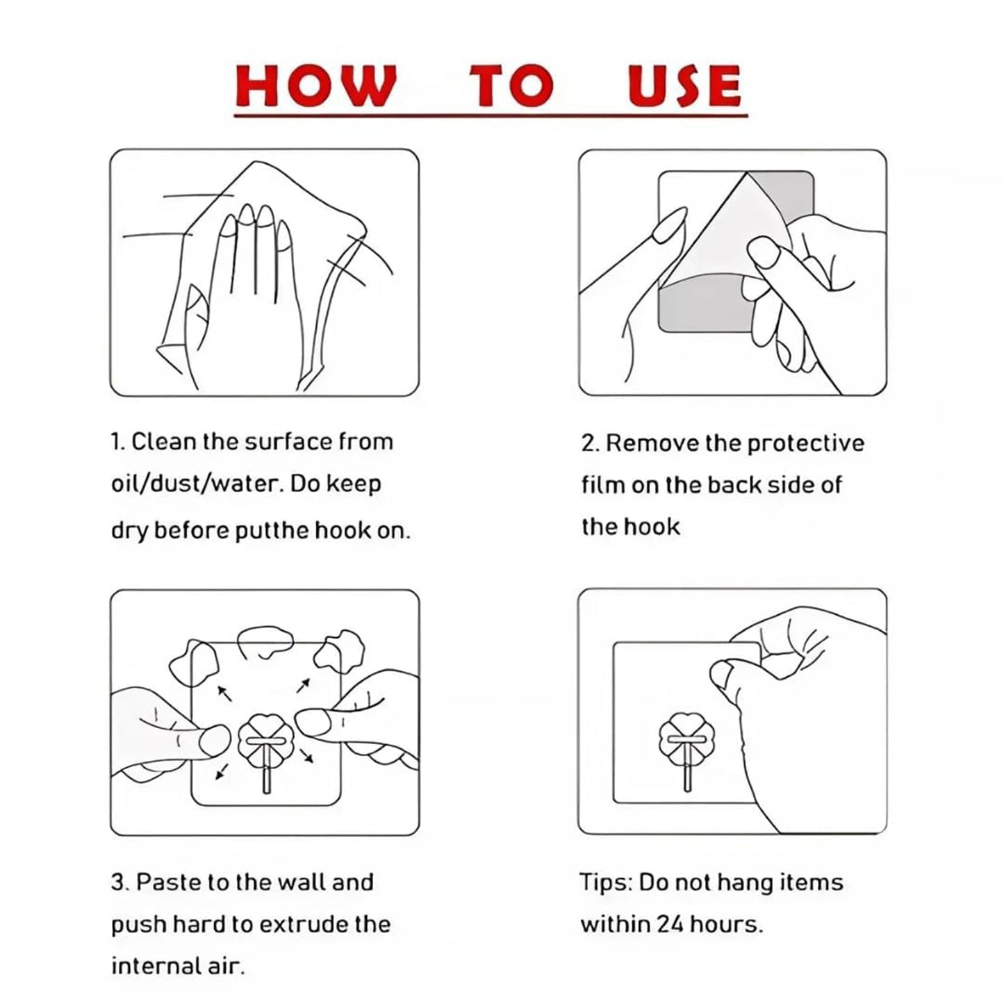 Self Adhesive Plastic Wall Hook, No Drill Heavy Duty Sticky Hanger Hook (1 Pc)