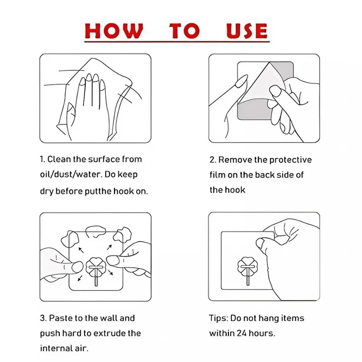Self Adhesive Plastic Wall Hook, No Drill Heavy Duty Sticky Hanger Hook (1 Pc)