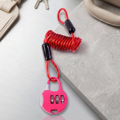 3 Digit Combination Helmet Cable Lock with Coiled Wire for Travel Safety (1 Pc)