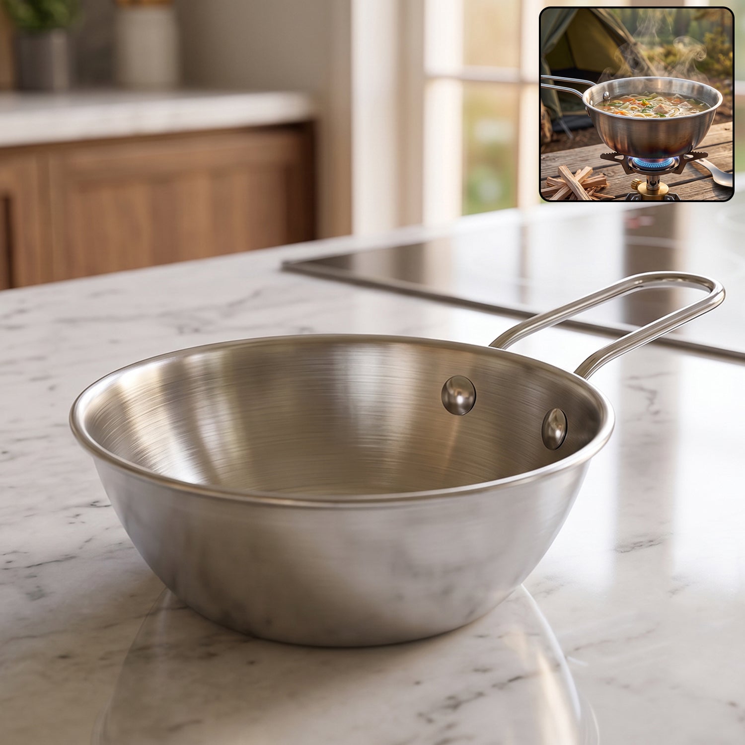 Stainless Steel Small Tadka Pan with Long Handle for Tempering 11 cm (1 Pc)
