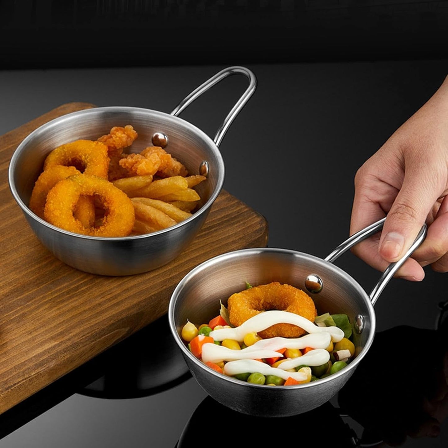 Stainless Steel Small Tadka Pan with Long Handle for Tempering 11 cm (1 Pc)