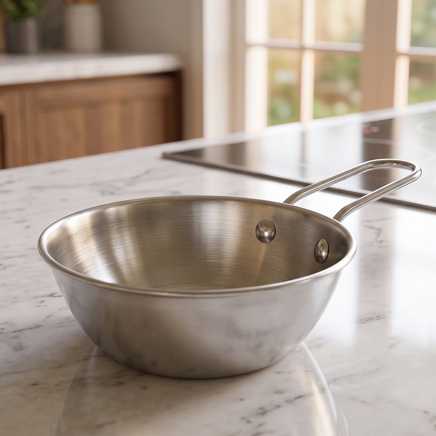 Stainless Steel Small Tadka Pan with Long Handle for Tempering 11 cm (1 Pc)