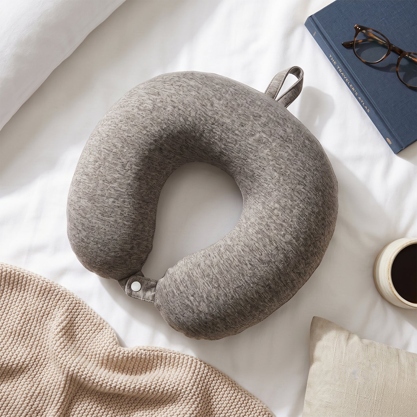 U Shaped Soft Travel Neck Pillow Grey Melange Head Neck Support (1 Pc)