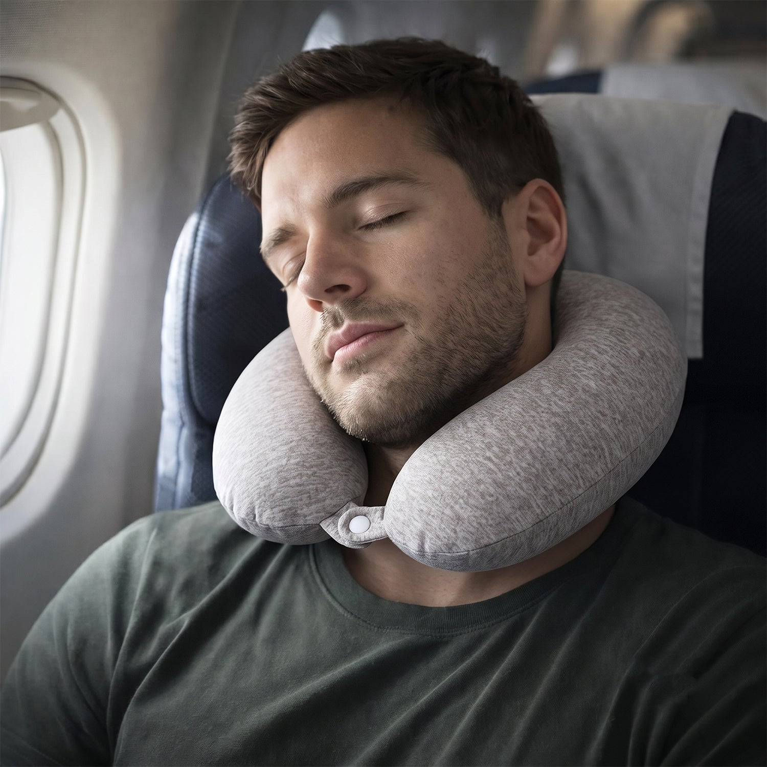 U Shaped Soft Travel Neck Pillow Grey Melange Head Neck Support (1 Pc)