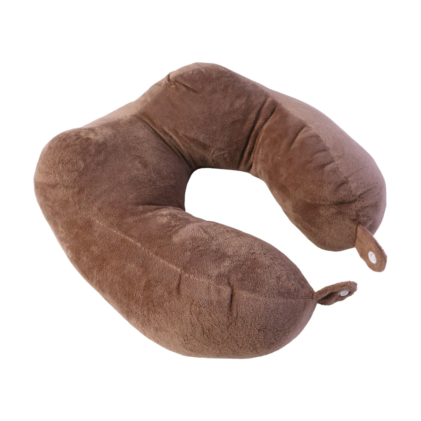 U-Shaped Travel Neck Pillow for Men & Women | Soft Plush Neck Support Pillow for Car, Flight, Train & Bus Travel, Compact Portable Cushion for Head, Neck & Chin Support, Brown, 1 Pc - Brown - Image 4