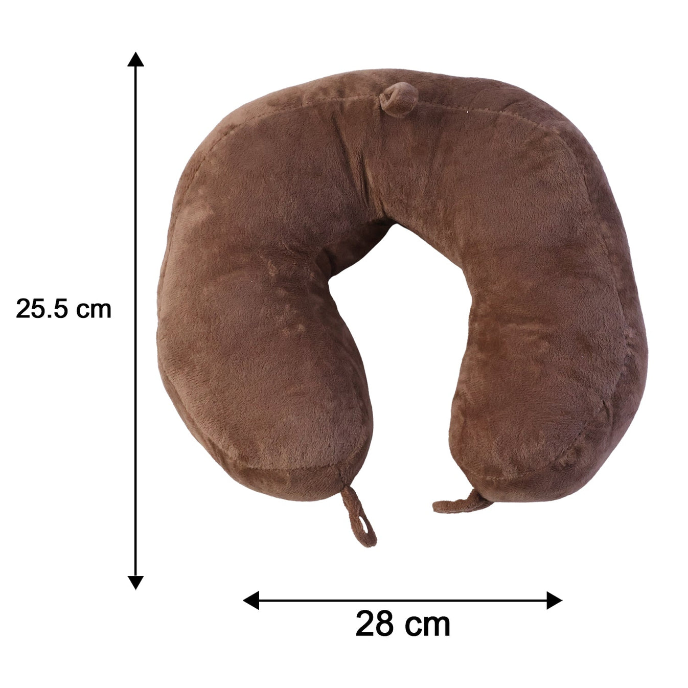 U-Shaped Travel Neck Pillow for Men & Women | Soft Plush Neck Support Pillow for Car, Flight, Train & Bus Travel, Compact Portable Cushion for Head, Neck & Chin Support, Brown, 1 Pc - Brown - Image 5