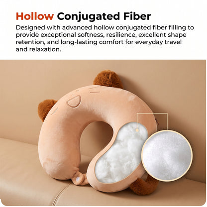 U-Shaped Travel Neck Pillow, Cute Cat Soft Plush Pillow with Ears (1 Pc)