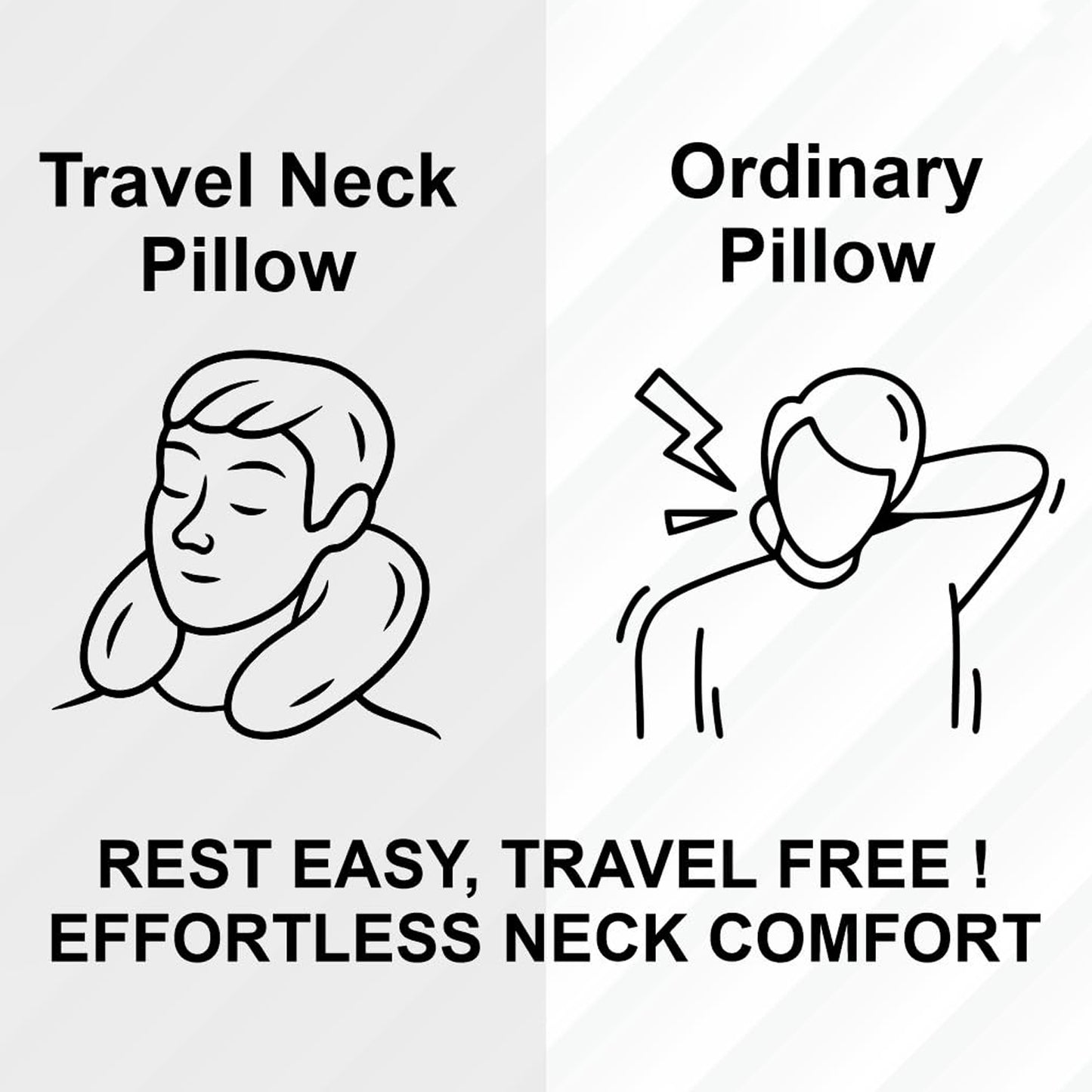 U-Shaped Travel Neck Pillow, Soft Comfortable Support Pillow with Snap Button (1 Pc)