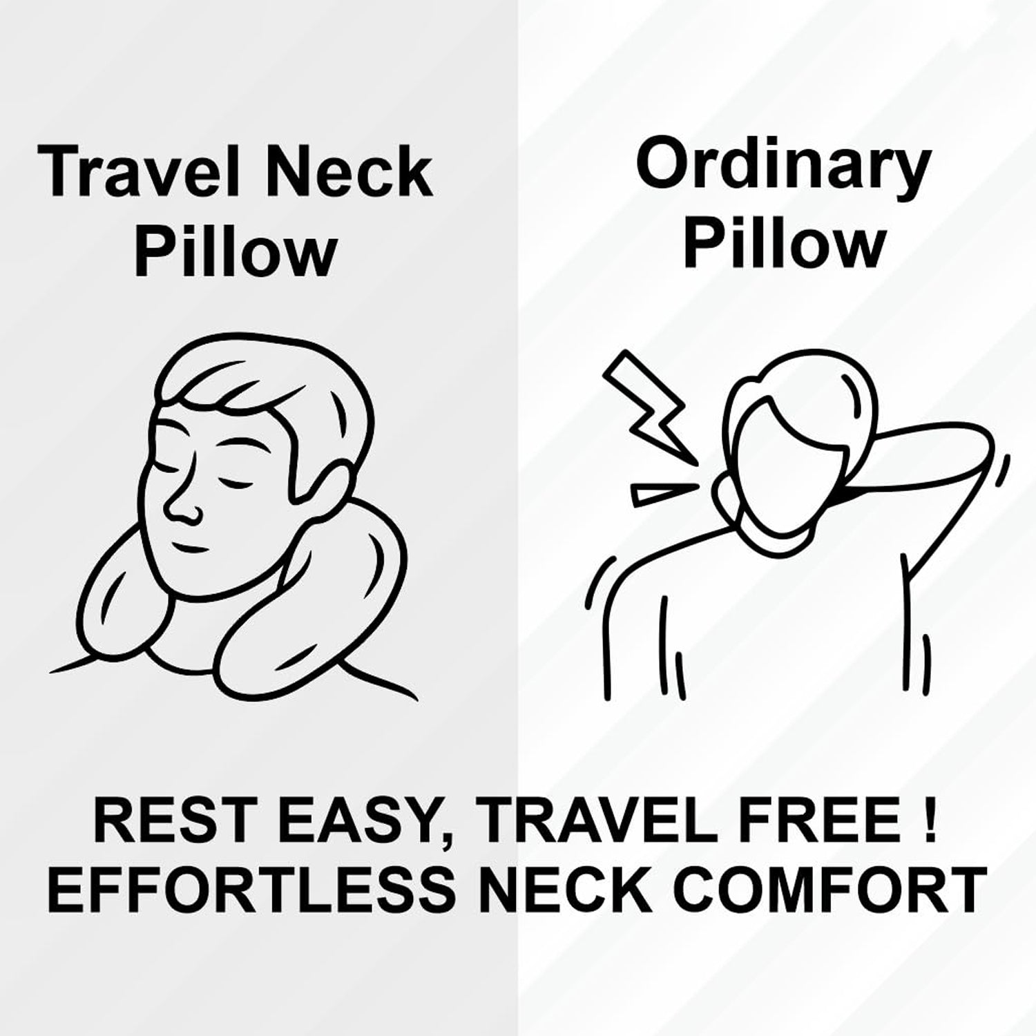 U-Shaped Travel Neck Pillow, Soft Comfortable Support Pillow with Snap Button (1 Pc)
