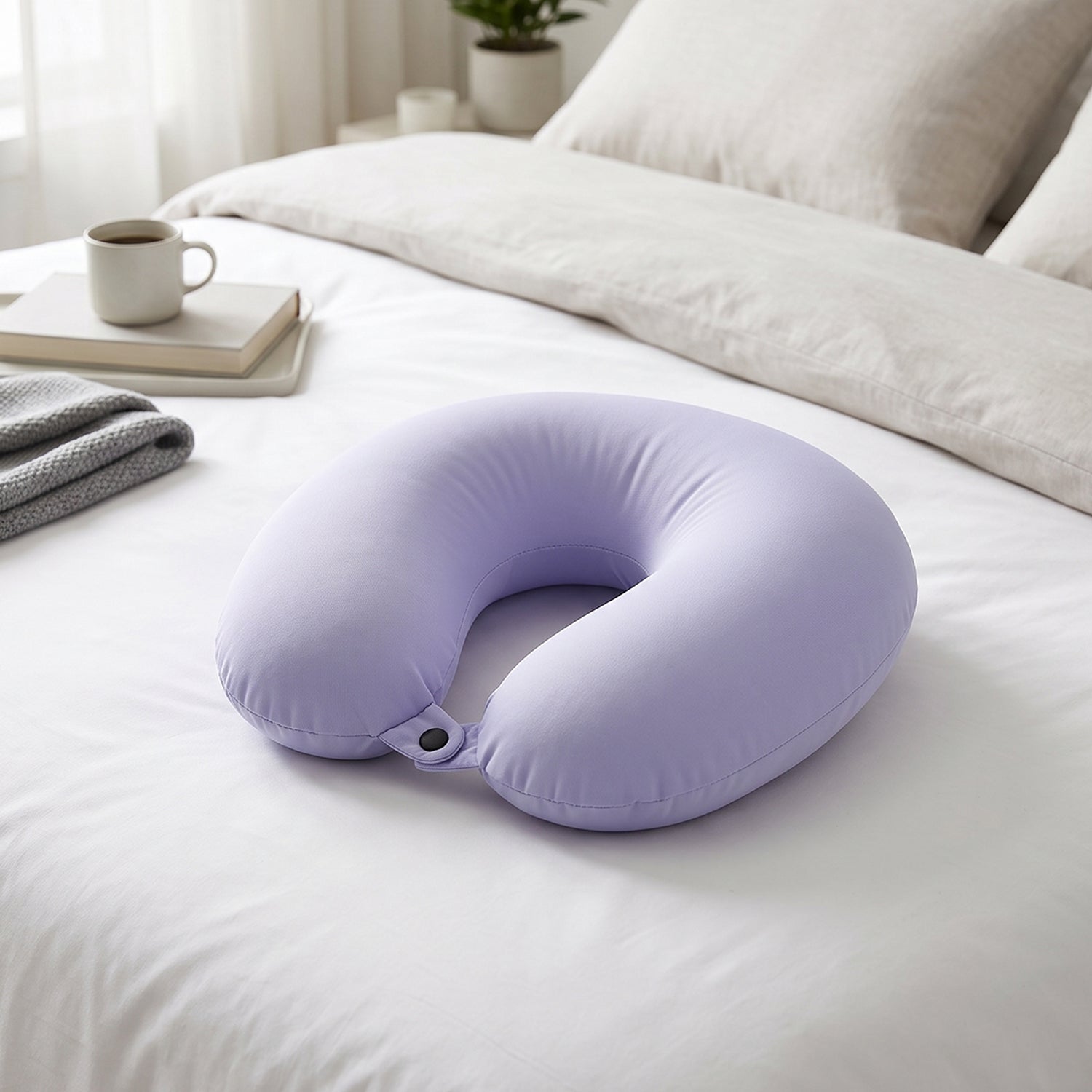 U-Shaped Travel Neck Pillow, Soft Comfortable Support Pillow with Snap Button (1 Pc)