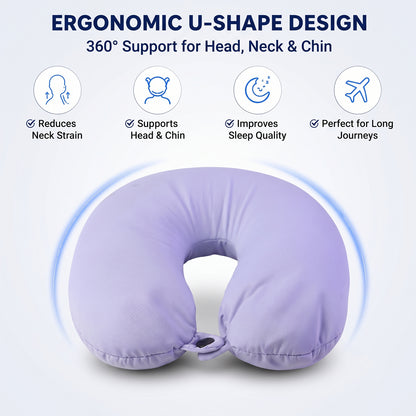 U-Shaped Travel Neck Pillow, Soft Comfortable Support Pillow with Snap Button (1 Pc)