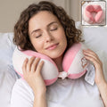 U Shaped Travel Neck Pillow Soft Plush Pink White Head Neck Support (1 Pc)