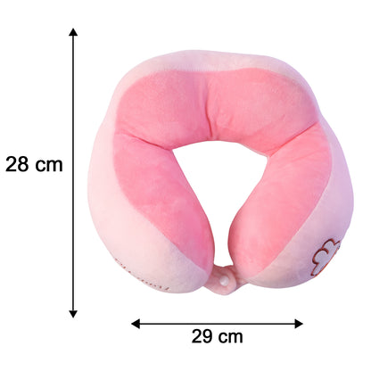 U Shaped Travel Neck Pillow Soft Plush Pink White Head Neck Support (1 Pc)