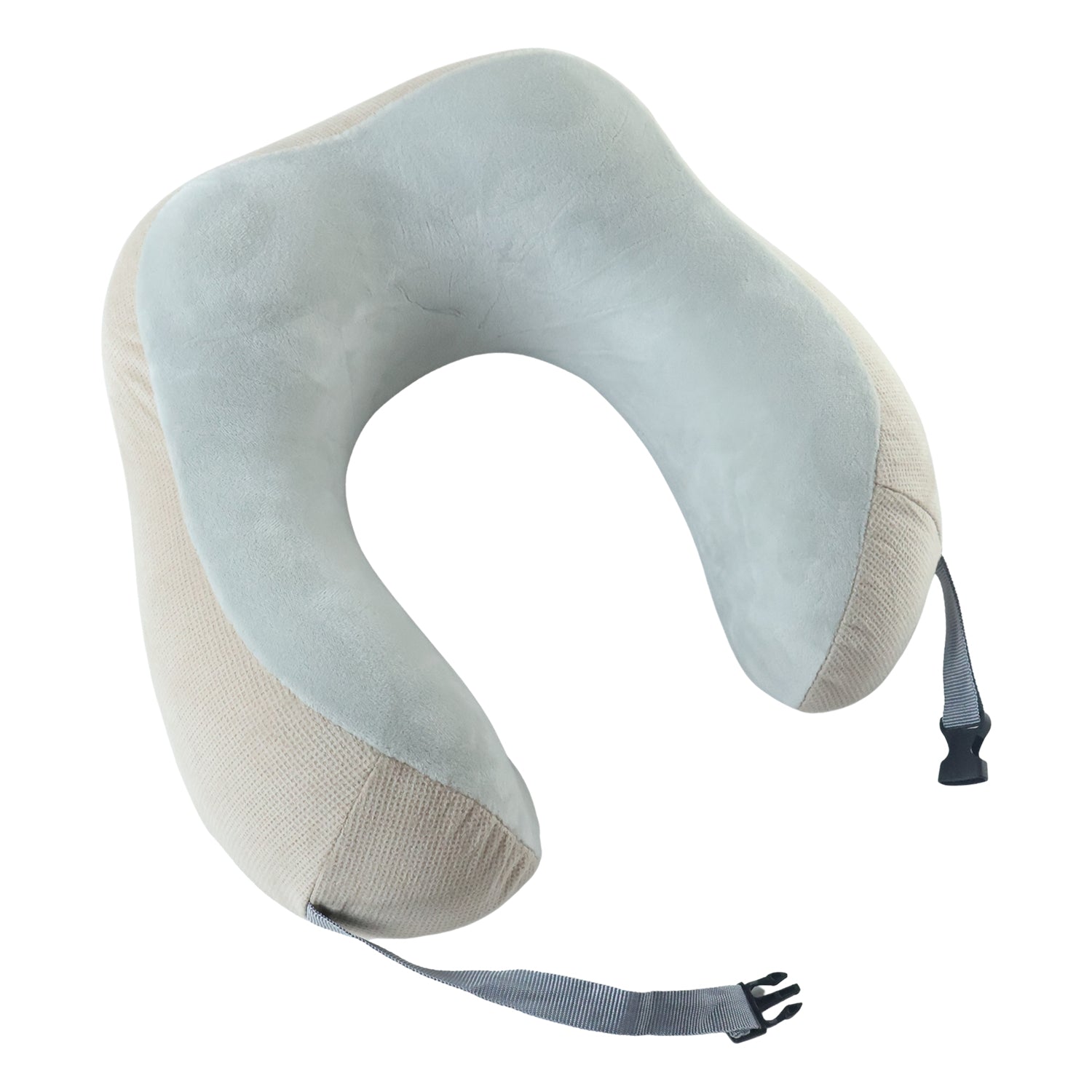 U Shaped Memory Foam Travel Neck Pillow Beige with Buckle Strap (1 Pc)