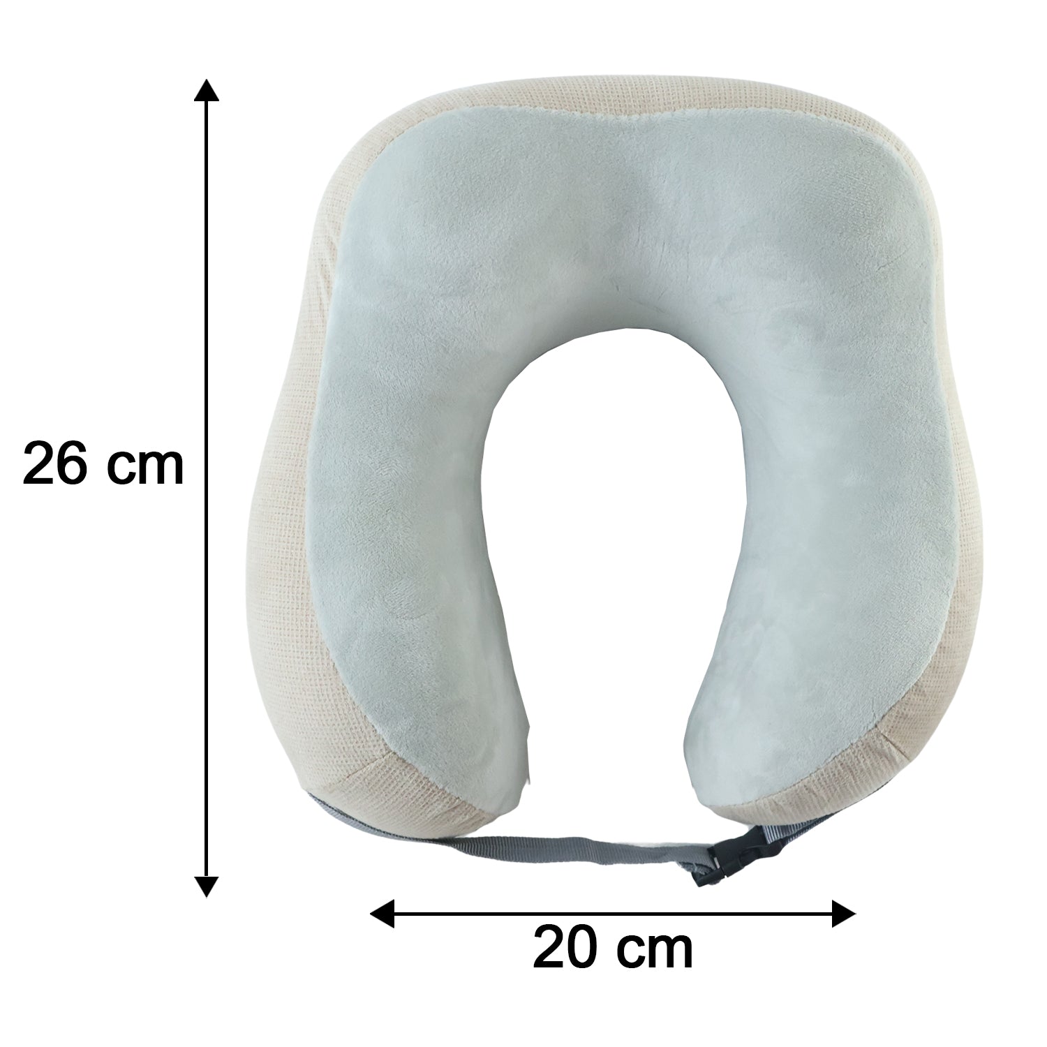 U Shaped Memory Foam Travel Neck Pillow Beige with Buckle Strap (1 Pc)