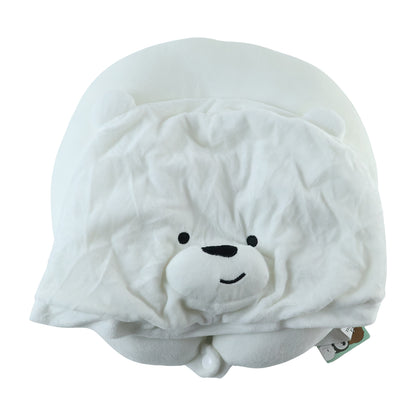 U Shaped Hooded Neck Pillow White Bear Travel Pillow with Hood Cap (1 Pc)