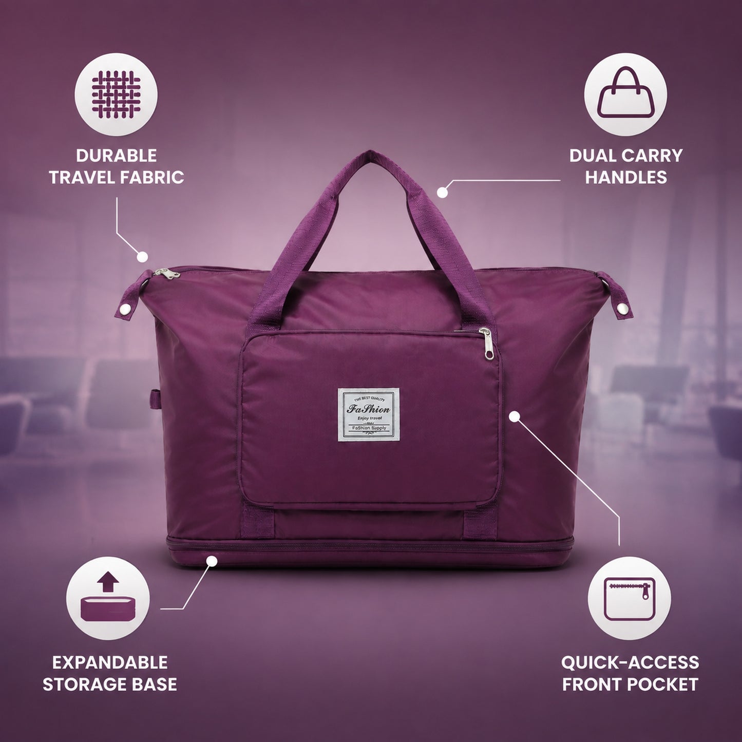 Foldable Travel Bag – Expandable, Waterproof Weekender | FERVENT