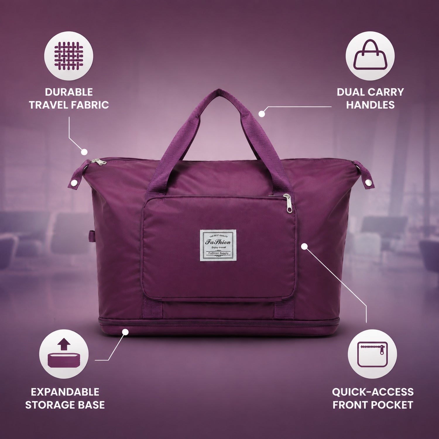 Foldable Travel Bag – Expandable, Waterproof Weekender | FERVENT
