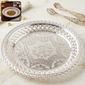 Decorative Silver Serving Tray – Elegant Round Floral Design