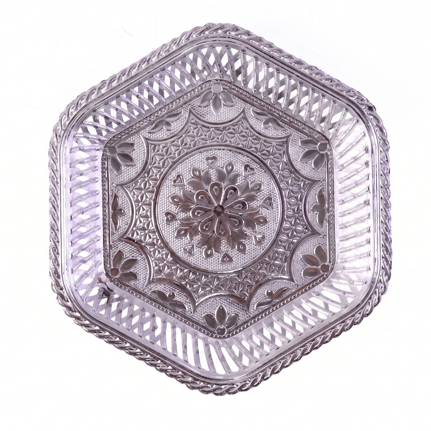Square silver decorative tray suitable for dry fruits, gifts, festivals, and weddings