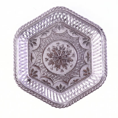Square silver decorative tray suitable for dry fruits, gifts, festivals, and weddings