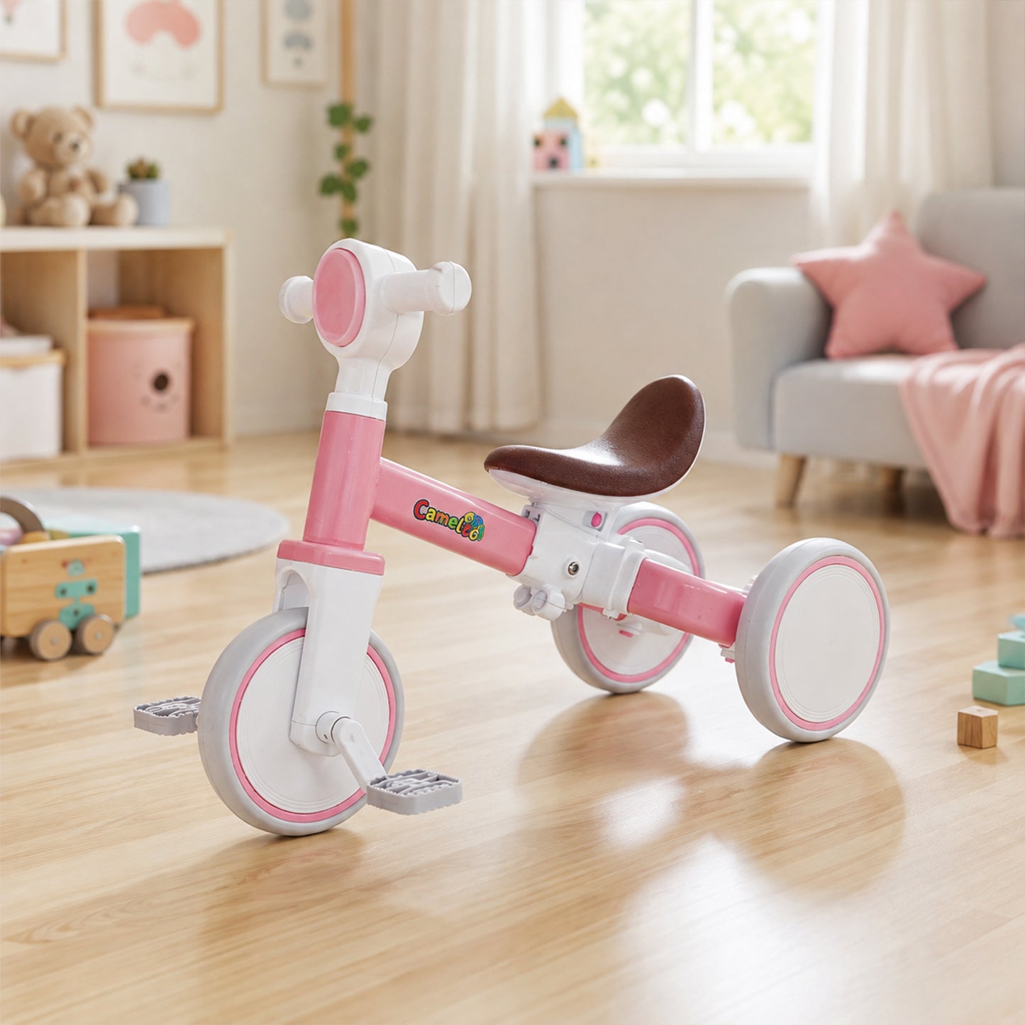 Kids Tricycle with Adjustable Seat Pedal Ride On Bicycle for Toddlers Boys & Girls