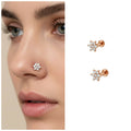 Rose Gold Plated Flower Crystal Nosepin Stud – Elegant Combo Pack